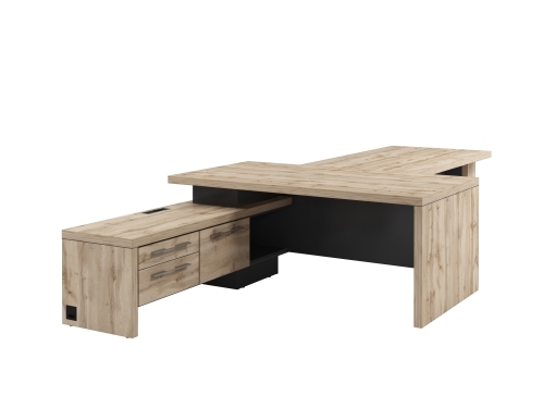 Стол руководителя с опорной тумбой Т-918.1000Л с блоком розеток и брифингом Стол руководителя с опорной тумбой Т-918.1000Л с блоком розеток и брифингом