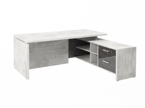 Стол с опорной тумбой FI-119R.GG (R) Хромикс белый/Камень Пьетра Гриджиа черный Стол с опорной тумбой FI-119R.GG (R) Хромикс белый/Камень Пьетра Гриджиа черный