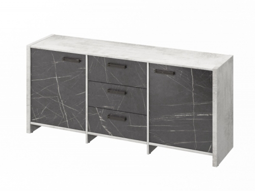 Тумба трехсекционная FB-13-01.G Хромикс белый/Камень Пьетра Гриджиа черный Тумба трехсекционная FB-13-01.G Хромикс белый/Камень Пьетра Гриджиа черный