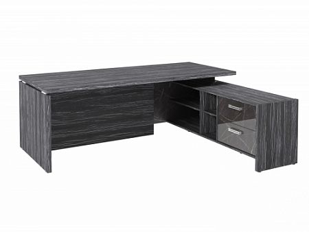 Стол с опорной тумбой FI-121R.GG Древесина Графит/Камень Пьетра Гриджиа черный