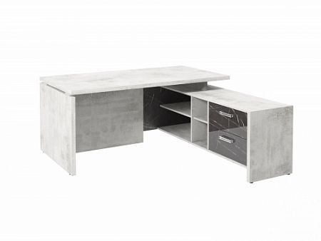 Стол с опорной тумбой FI-117R.GG Хромикс белый/Камень Пьетра Гриджиа черный